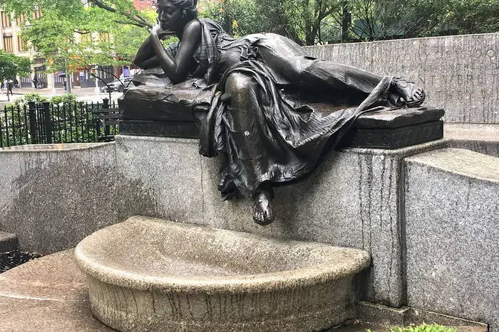 a statue that's part of the Straus Memorial on the Upper  West Side